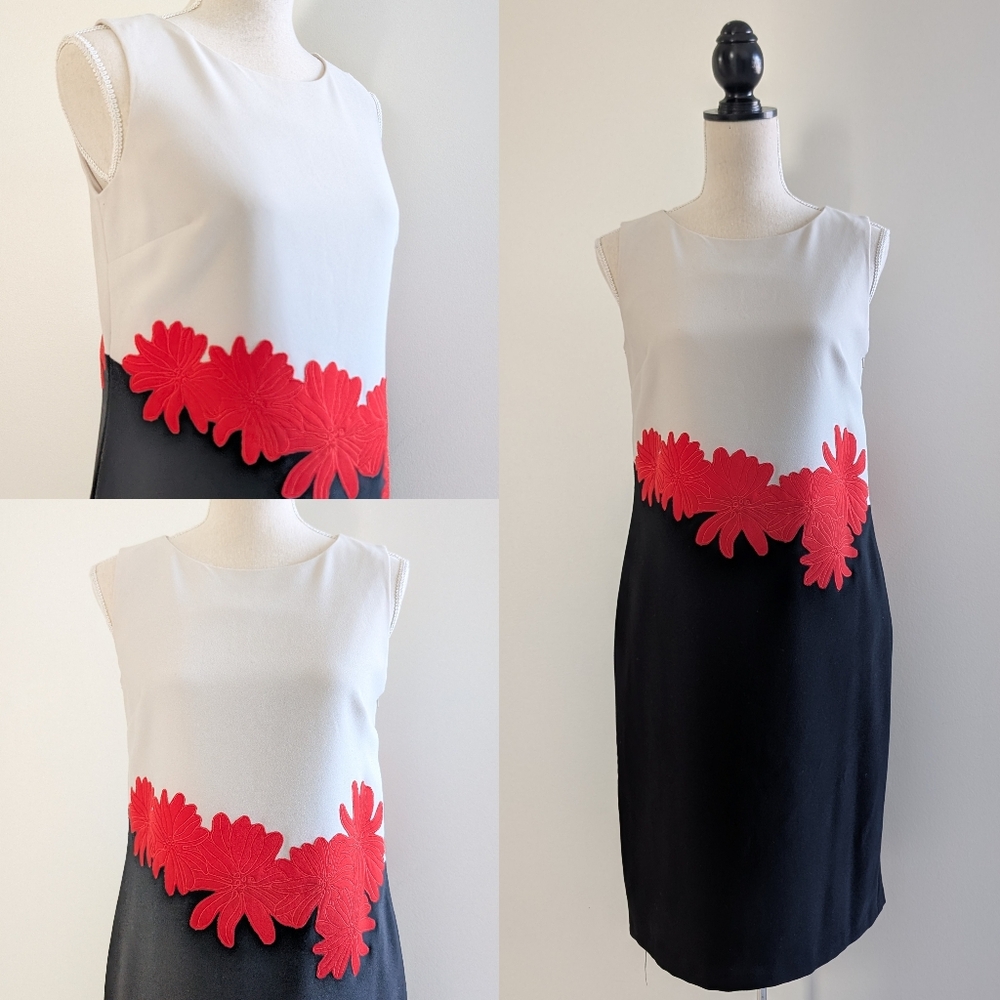 Anne Klein Colorblock & Floral Print Dress